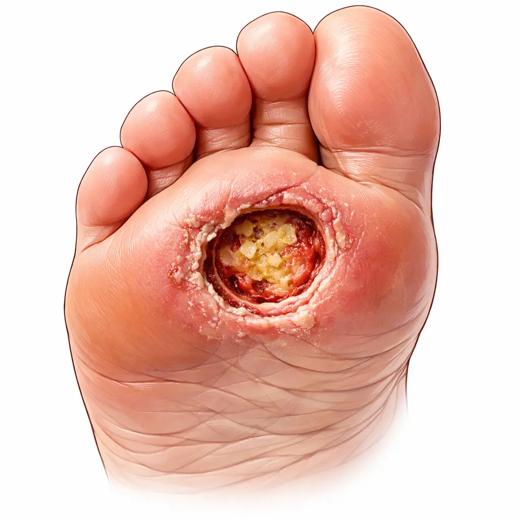 nerve damage  causes Foot ulcer