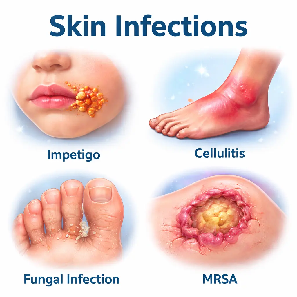nerve damage causes Skin infections