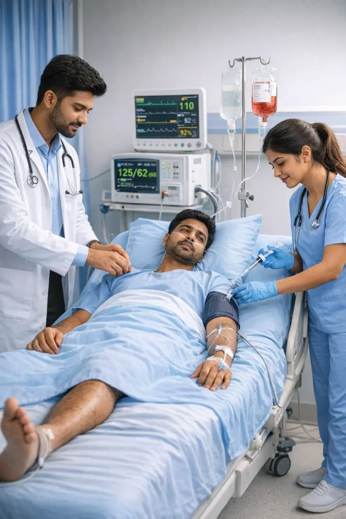 Hospital treatment for severe sepsis symptoms